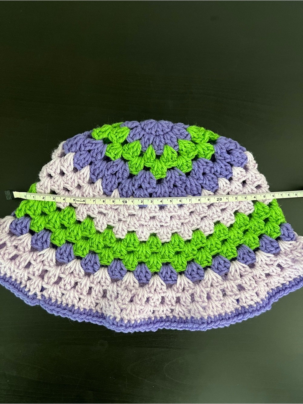 Handmade Crocheted Bucket Hat in Lavender, Green & Purple - Picture 6 of 6